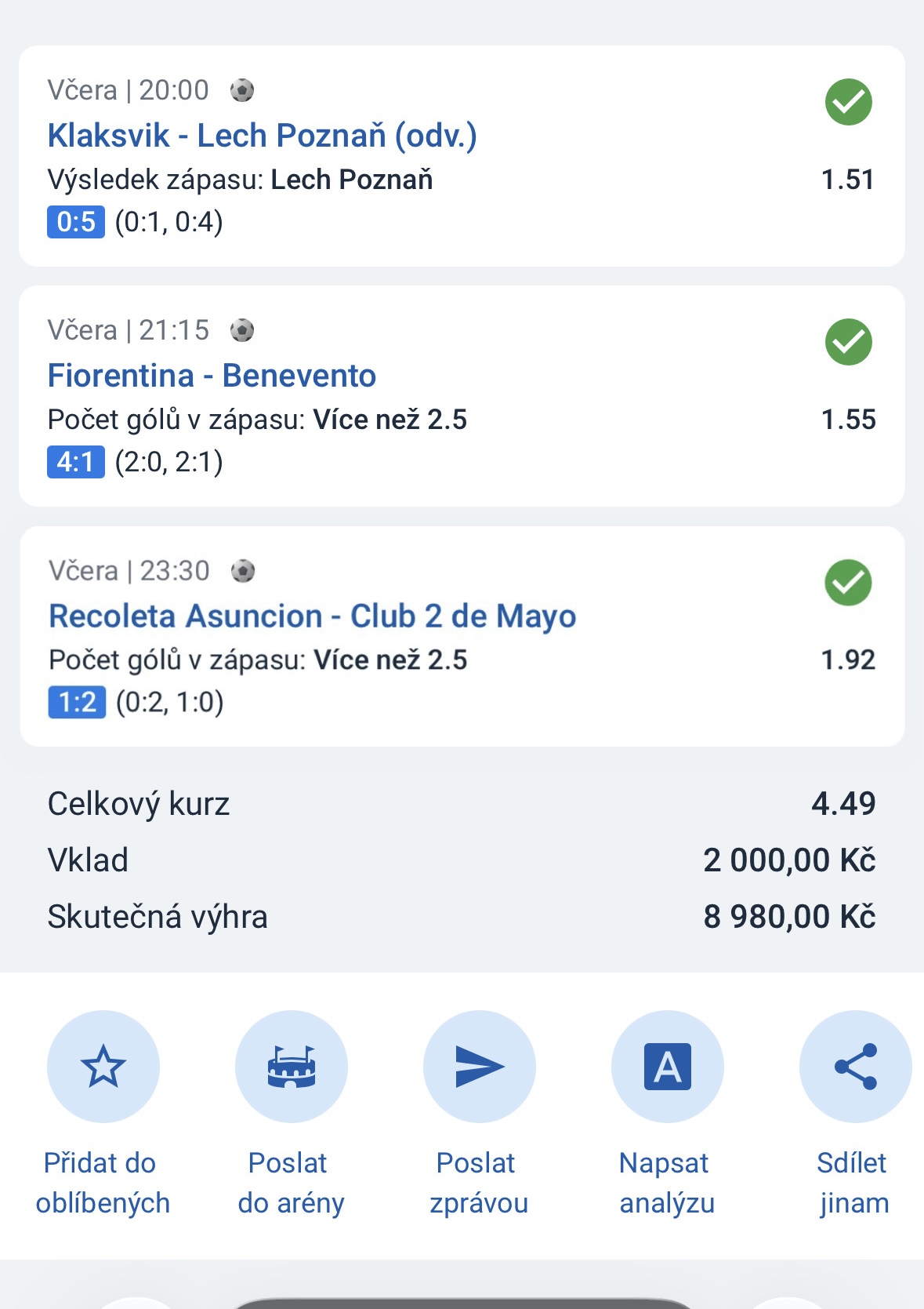 Screenshot vyhraného tiketu