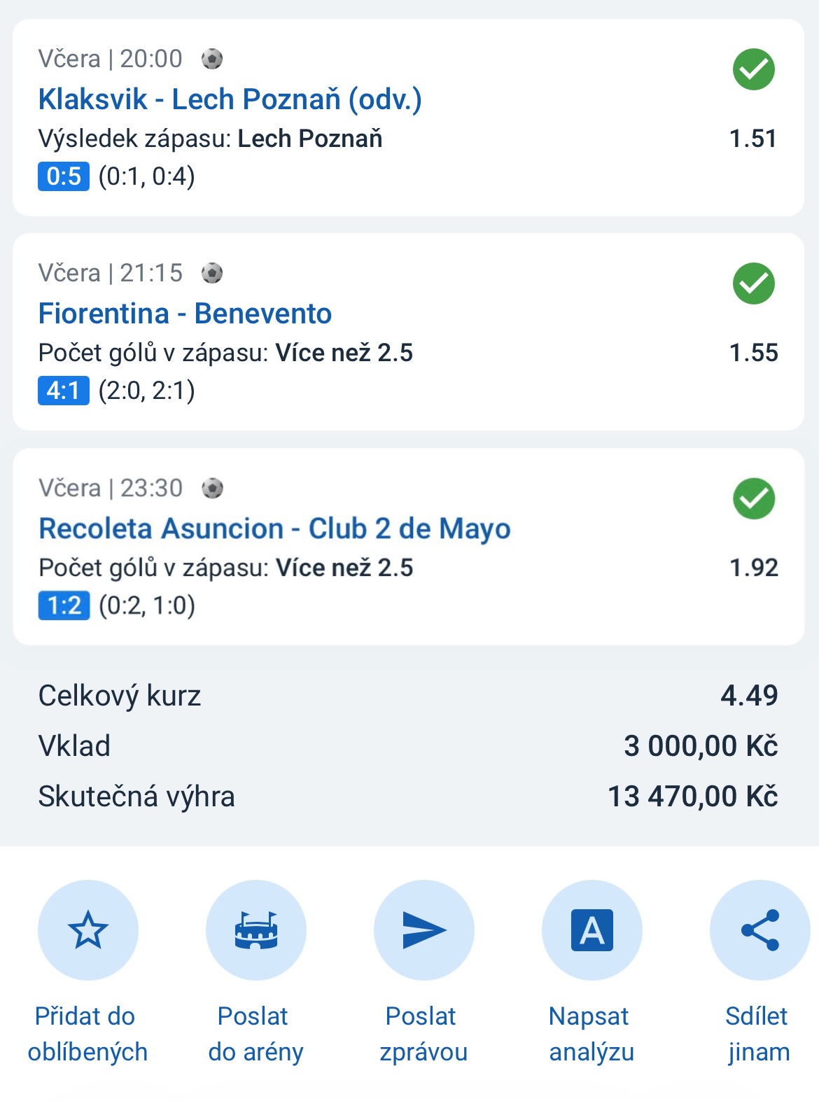 Screenshot vyhraného tiketu